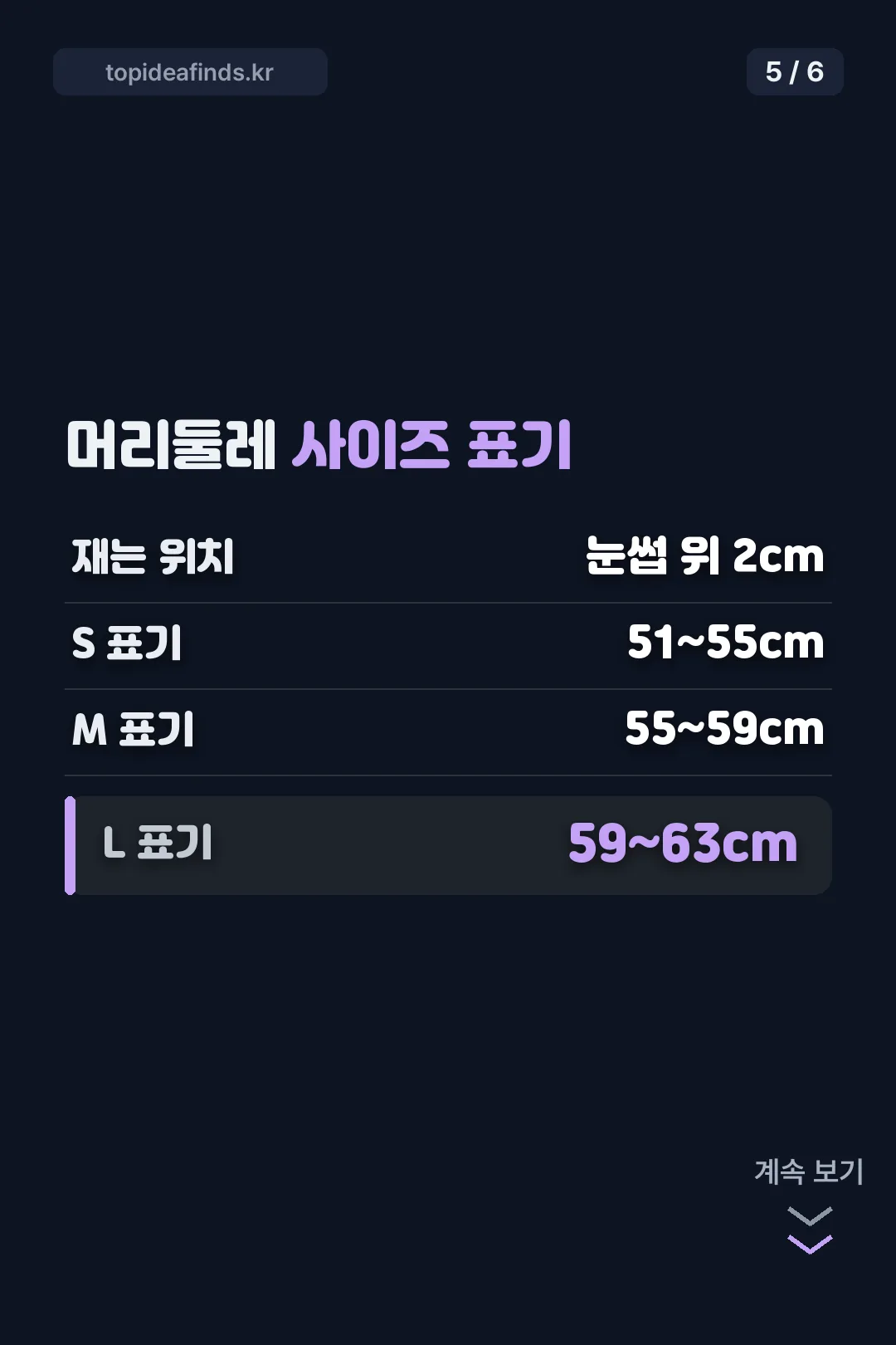 머리둘레 사이즈 표기
