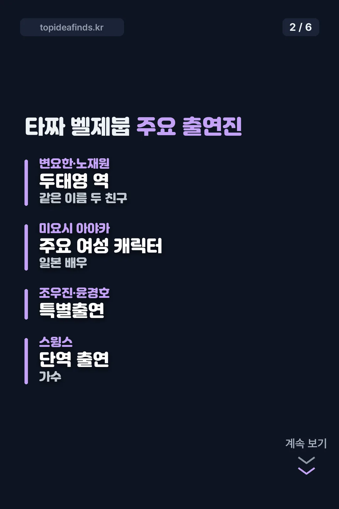 주요 출연진 목록