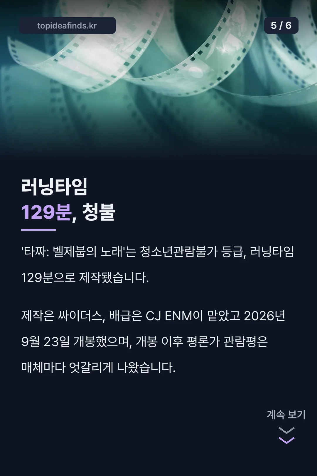 러닝타임 129분 청불