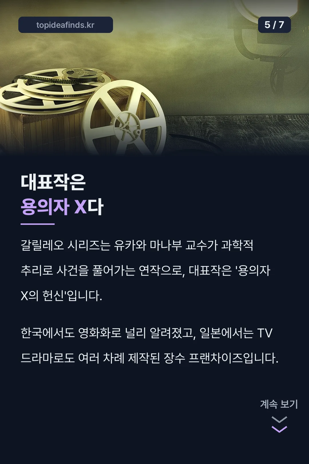 대표작 용의자 X 배경